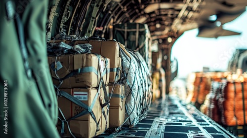 Emergency supplies being airlifted to disaster-stricken regions. photo