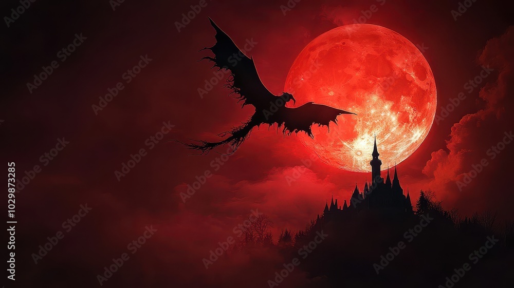Halloween day,Flying Witch and Red Moonlight in dark night and castle,the witch riding a broom through the full moon,witch flying on a broomstick across a moon,Vector illustration,website, card. Halloween day,Flying Witch and Red Moonlight in dark night and castle,the witch riding a broom through the full moon,witch flying on a broomstick across a moon,Vector illustration,website, card.