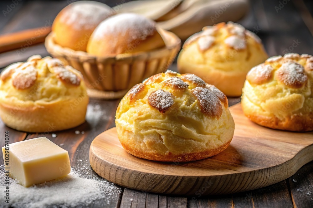Traditional Filipino ensaymada bread with margarine and sugar Traditional Filipino ensaymada bread with margarine and sugar