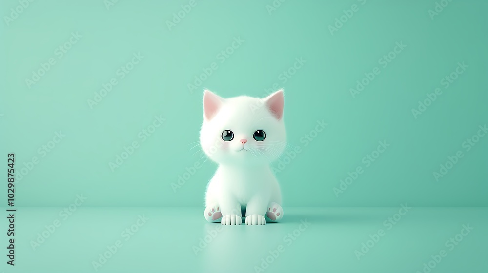 A kawaii-style cat character with tiny paws, centered on a soft pastel green wallpaper, designed with minimal elements to create a cute and clean look. 8k UHD, suitable for high-quality printing A kawaii-style cat character with tiny paws, centered on a soft pastel green wallpaper, designed with minimal elements to create a cute and clean look. 8k UHD, suitable for high-quality printing