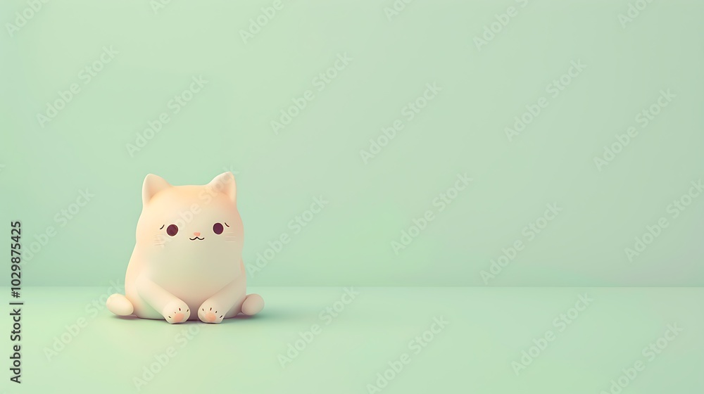 A kawaii-style cat character with tiny paws, centered on a soft pastel green wallpaper, designed with minimal elements to create a cute and clean look. 8k UHD, suitable for high-quality printing A kawaii-style cat character with tiny paws, centered on a soft pastel green wallpaper, designed with minimal elements to create a cute and clean look. 8k UHD, suitable for high-quality printing