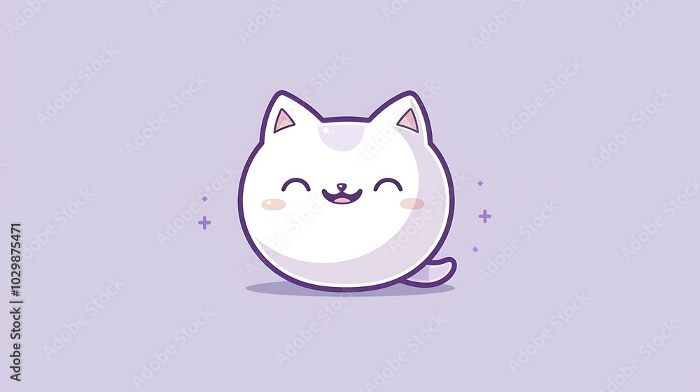 A playful kawaii cat character with a happy expression, centered on a plain lavender wallpaper, with minimal decoration to keep the focus on the adorable character. 8k UHD, suitable for high-quality A playful kawaii cat character with a happy expression, centered on a plain lavender wallpaper, with minimal decoration to keep the focus on the adorable character. 8k UHD, suitable for high-quality