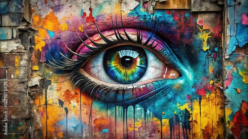 Eye Inflammation Icon in Urban Exploration Context, Creative Visuals of Health and Wellness, Urban Settings, Medical Symbols, Eye Care, Symbolic Imagery, Art and Medicine Fusion