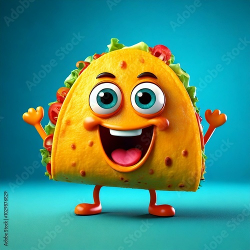 Cute Cartoon Taco Food Char...