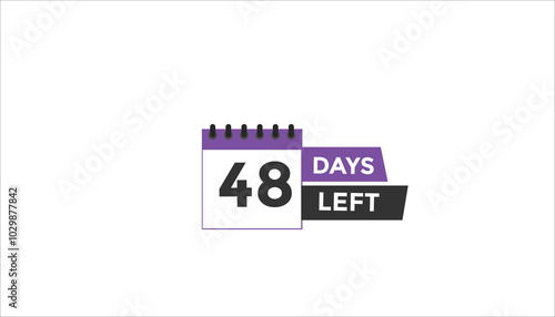 48 days left Countdown number banner templates. time icon. Vector Illustration 