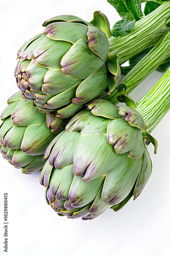 Ripe artichokes isolated on white background Ripe artichokes isolated on white background