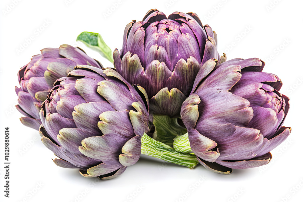 Fototapeta premium Ripe artichokes isolated on white background