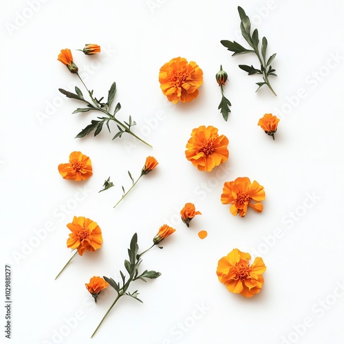 Marigold helps heal wounds on white background. photo