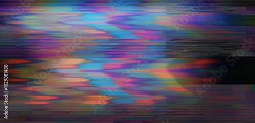 Glitchy background depicting a broken VHS screen and video decay.