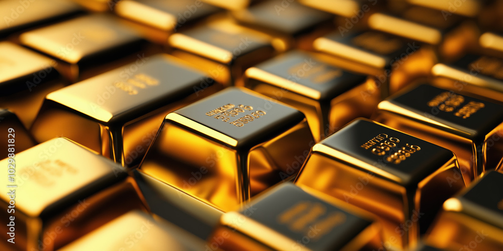 Luxurious Gold Bars Stacked on a Table with a Stylish Black, White, and Mandarin Color Palette Highlighting Wealth and Affluence Luxurious Gold Bars Stacked on a Table with a Stylish Black, White, and Mandarin Color Palette Highlighting Wealth and Affluence