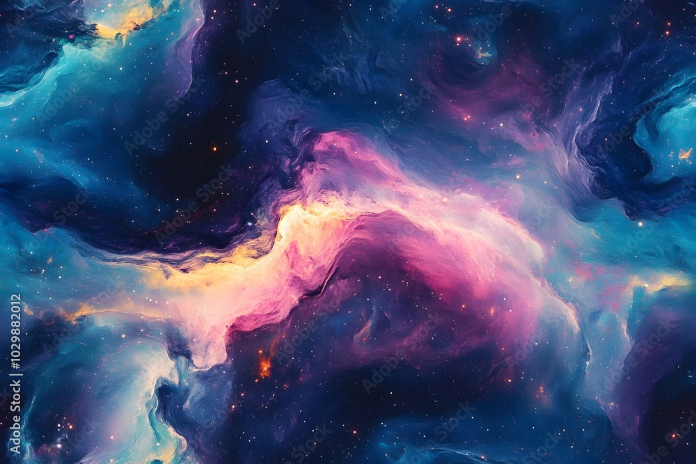Seamless Pattern Cosmic Vista, an expansive view of swirling nebulae and distant celestial bodies, showcasing the beauty of the universe's vastness. Seamless Pattern Cosmic Vista, an expansive view of swirling nebulae and distant celestial bodies, showcasing the beauty of the universe's vastness.