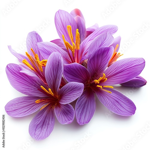 Saffron improves mood on white background.