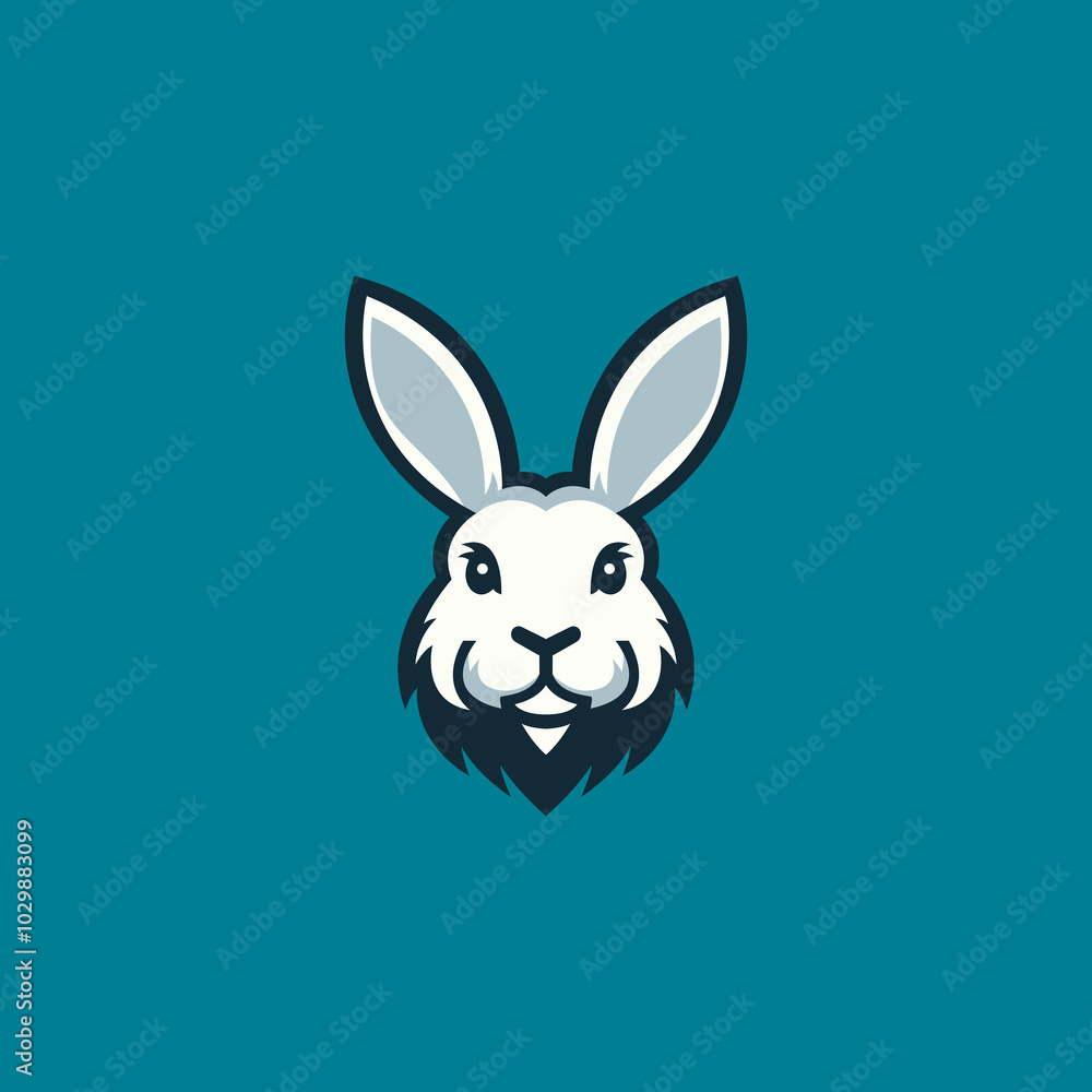 Obraz premium Bunny Head Logo Monochrome Style Design