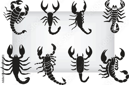 Scorpion in editable vector format. Set of Scorpion Silhouette for tattoo and designing poster or banner. eps 10.
