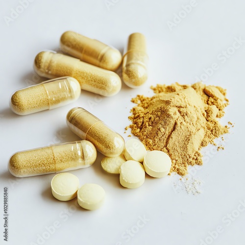 White turmeric helps treat indigestion on white background. photo