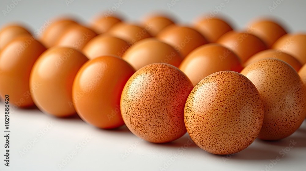 Many fresh brown chicken eggs isolated on a white backdrop. Many fresh brown chicken eggs isolated on a white backdrop.