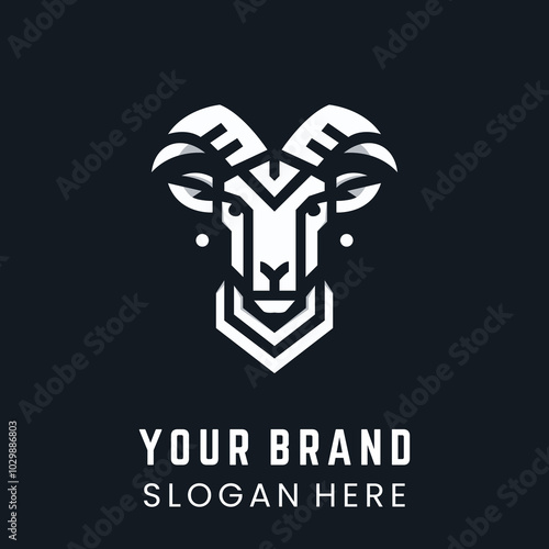 Bold Goat Head Logo Design photo