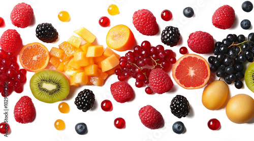 Wallpaper Mural different fruits flying isolated on white background Torontodigital.ca