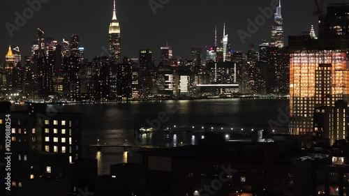 Aerial view of Greenpoint, Brooklyn at night photo