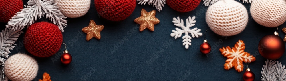 Retro Christmas Sweater Inspired Banner with Bold Patterns and Festive Decor Elements Retro Christmas Sweater Inspired Banner with Bold Patterns and Festive Decor Elements