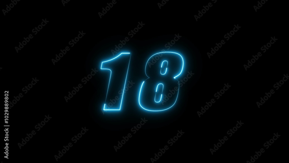 Neon countdown timer number illustration. Neon countdown timer number illustration.