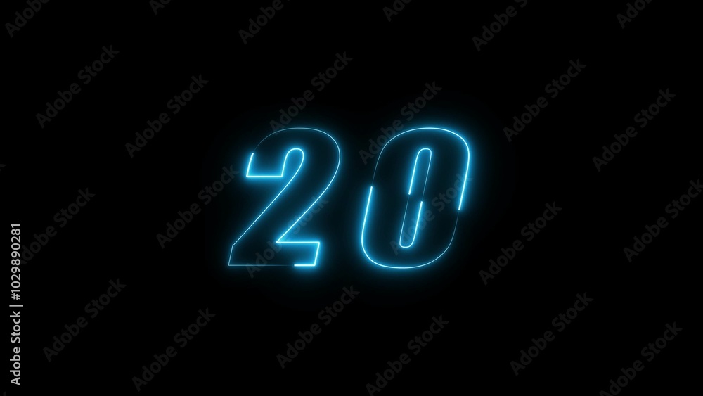 Neon countdown timer number illustration. Neon countdown timer number illustration.