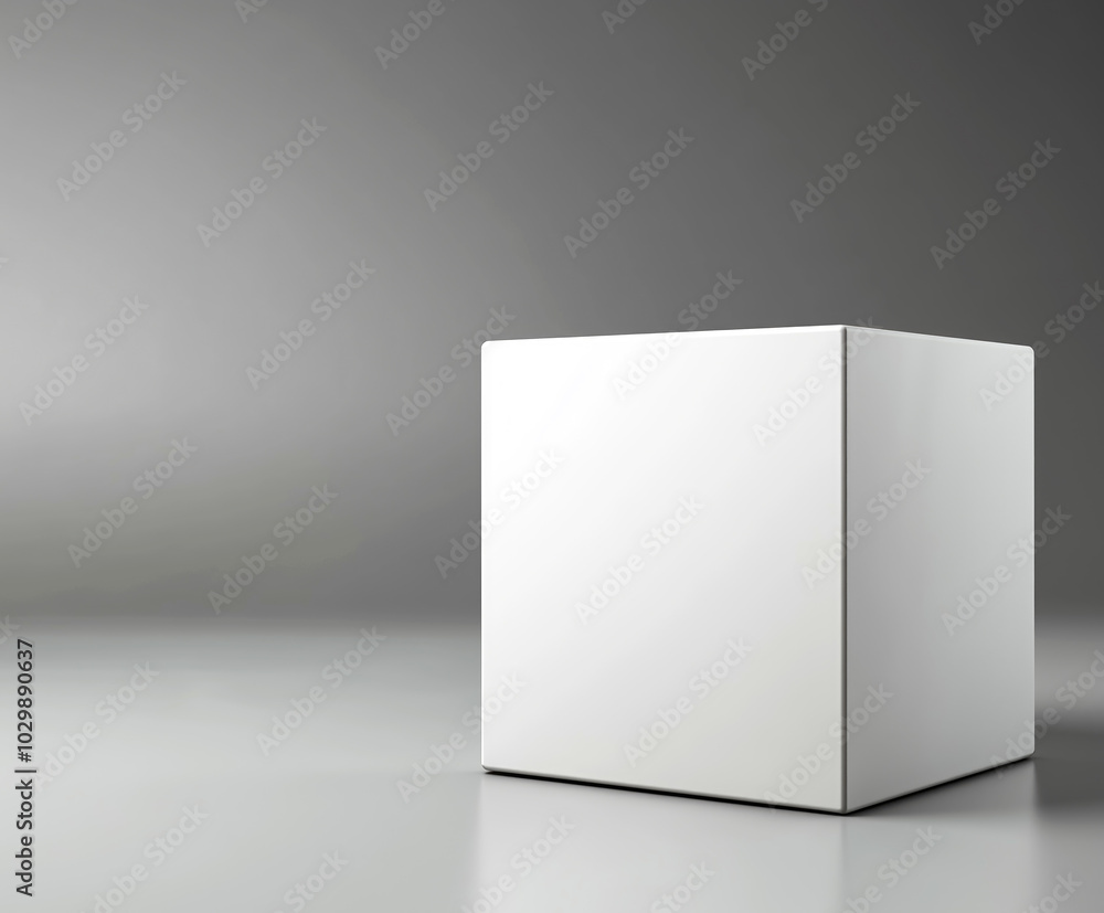 A white box is sitting on a grey surface A white box is sitting on a grey surface