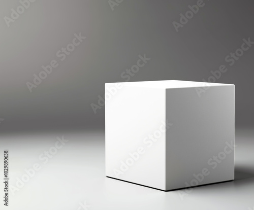 A white box is sitting on a grey surface