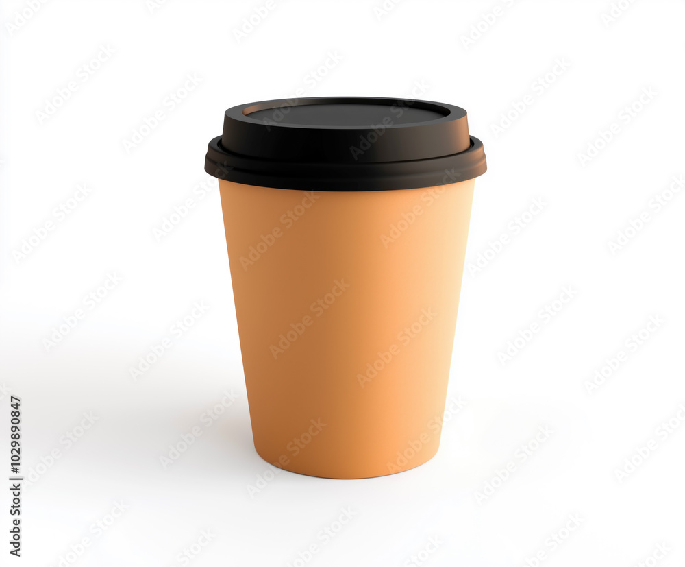 A coffee cup with a lid and a black handle A coffee cup with a lid and a black handle