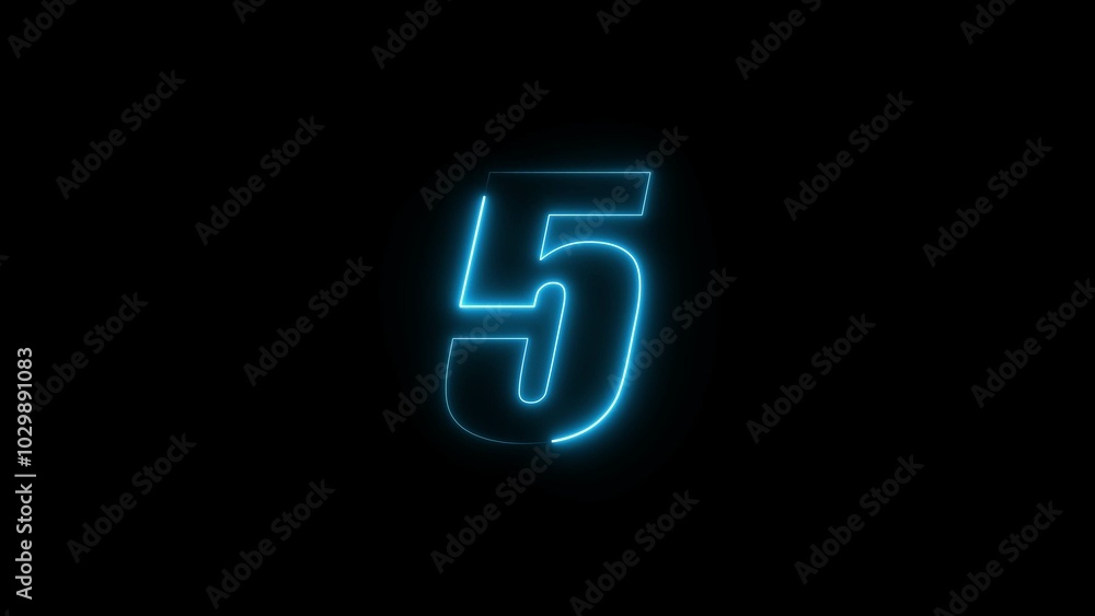 Neon countdown timer number illustration. Neon countdown timer number illustration.