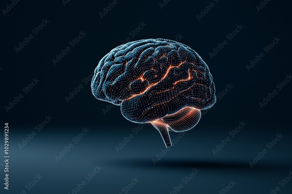 Illuminated Brain - Illustrating Deep Brain Stimulation Efforts with Vibrant Light Waves, High-Quality Conceptual Image Illuminated Brain - Illustrating Deep Brain Stimulation Efforts with Vibrant Light Waves, High-Quality Conceptual Image