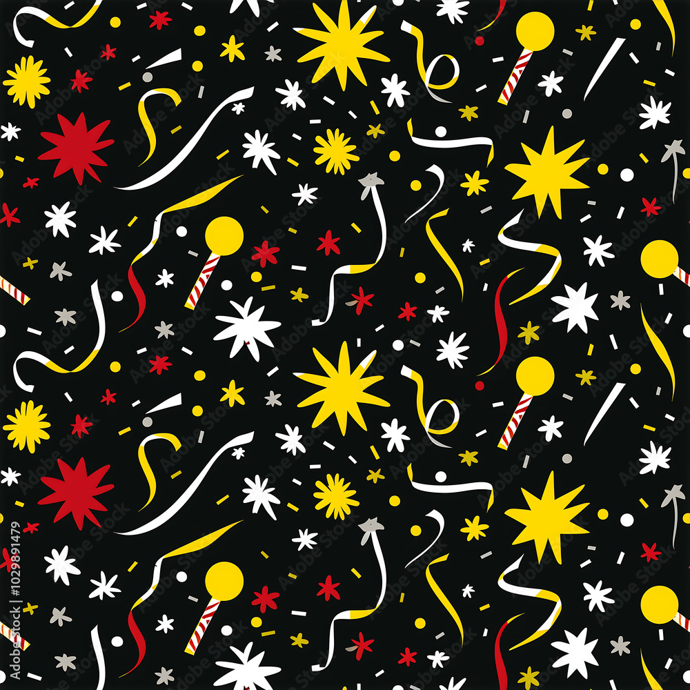 Vibrant Celebration A Colorful Pattern of Stars Spirals and Festive Elements for Dynamic Designs Vibrant Celebration A Colorful Pattern of Stars Spirals and Festive Elements for Dynamic Designs