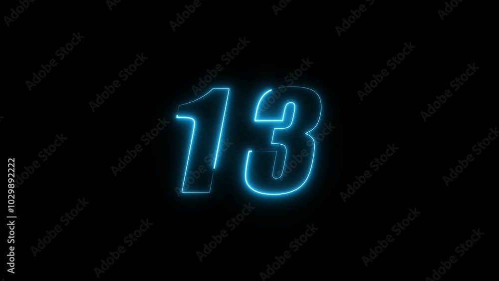 Neon countdown timer number illustration. Neon countdown timer number illustration.