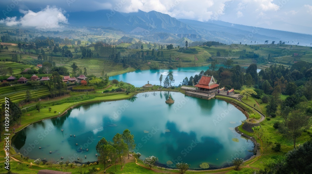 Fototapeta premium Serene Lake and Mountain View