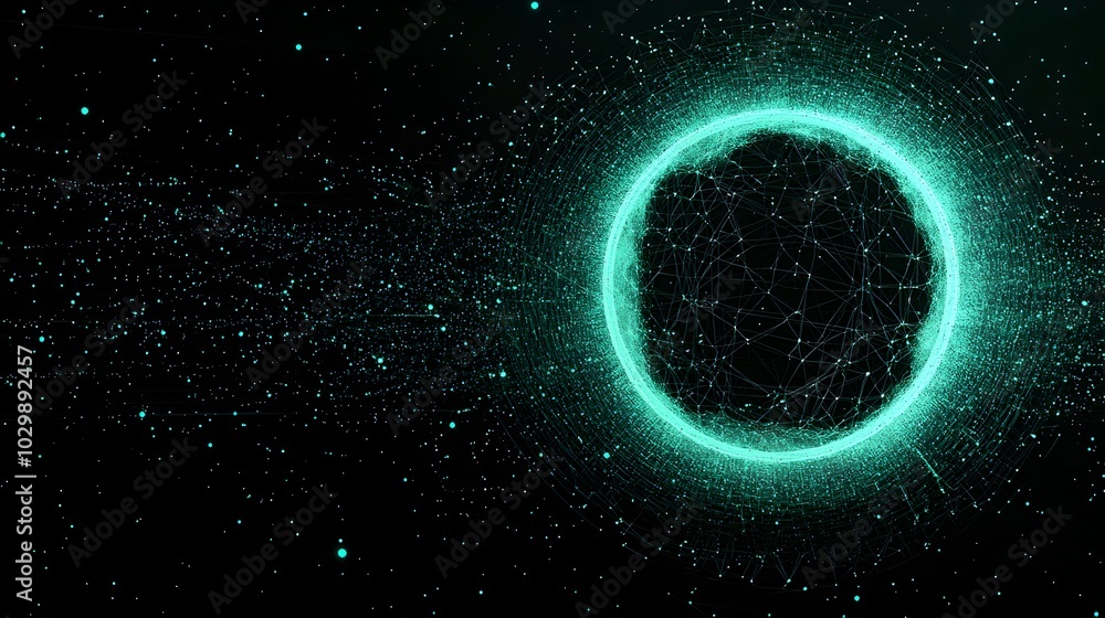 Glowing Circular Mesh Network in Radiant Electric Green Tones Glowing Circular Mesh Network in Radiant Electric Green Tones