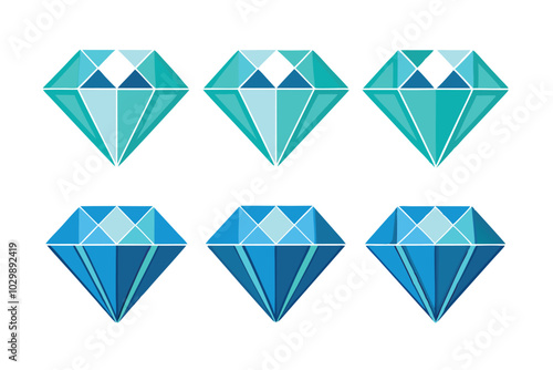 Set of different shape diamonds icon , isolated on white background.