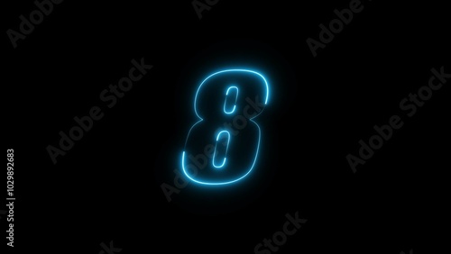  Neon countdown timer number illustration.