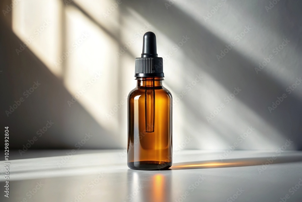 Silhouette Amber dropper bottle with shadow on an empty surface mockup Silhouette Amber dropper bottle with shadow on an empty surface mockup