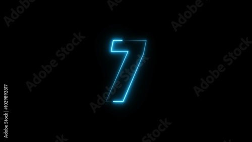  Neon countdown timer number illustration.