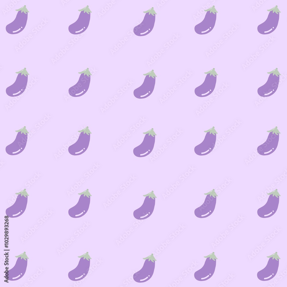 Purple Eggplant Pattern on Light Lavender Background