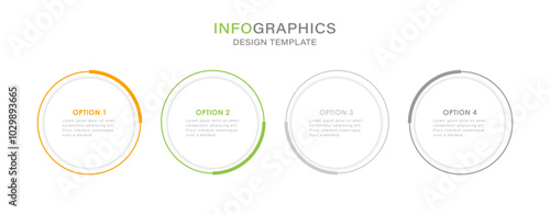 4 step infographic circular template with elements. Modern design with shadow behind, EPS10 illustration