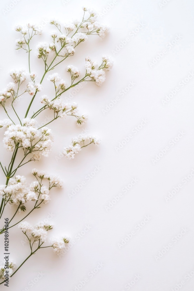 White flowers on a white background, white baby's breath. White flowers on a white background, white baby's breath.