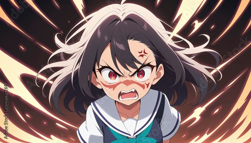 close up of 2 angry anime girls photo