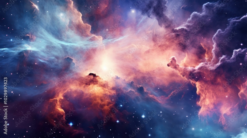 Naklejka premium Cosmic Nebula: A Tapestry of Stars and Gas