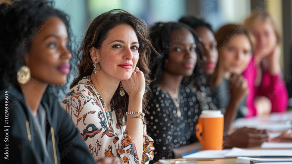 Obraz premium A diverse group of women participating in a leadership workshop.