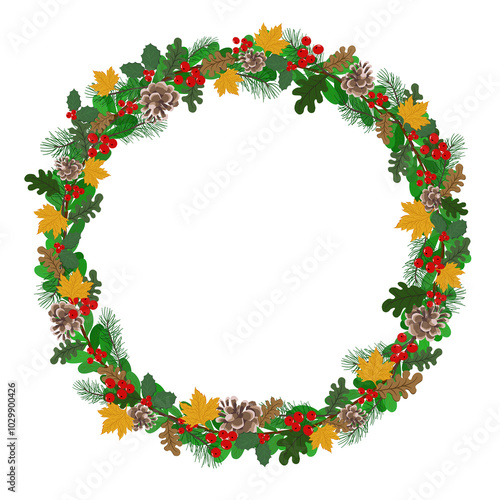 Mistletoe Christmas over white background using hand draw water colour illustration vector - Christmas celebration decoration object concept