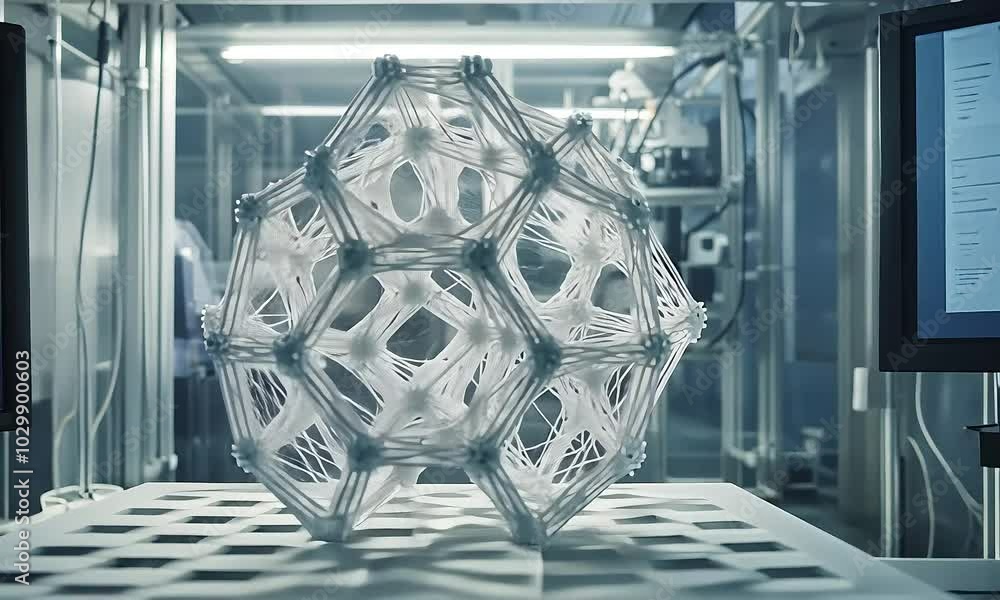 Geometric 3D Printed Structure in High-Tech Lab with ai generated ...
