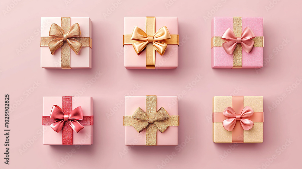 set of gift boxes with lush golden bow set of gift boxes with lush golden bow
