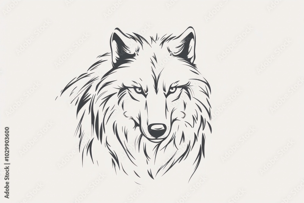 Naklejka premium Gentle wolf silhouette symbolizing strength and elegance in serene pastel landscape