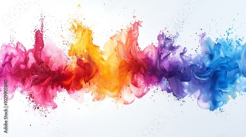 Colorful Abstract Paint Splashes on White Background